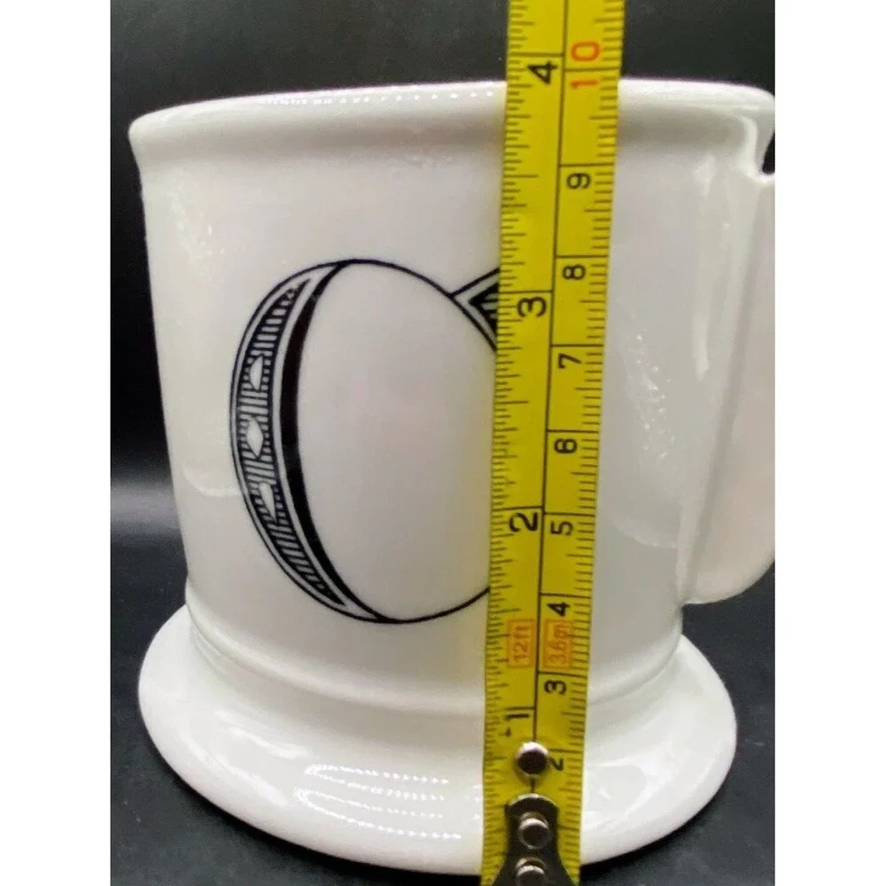 Anthropologie Initial C Black Monogram Coffee Tea Mug Cup Shaving Style Classic